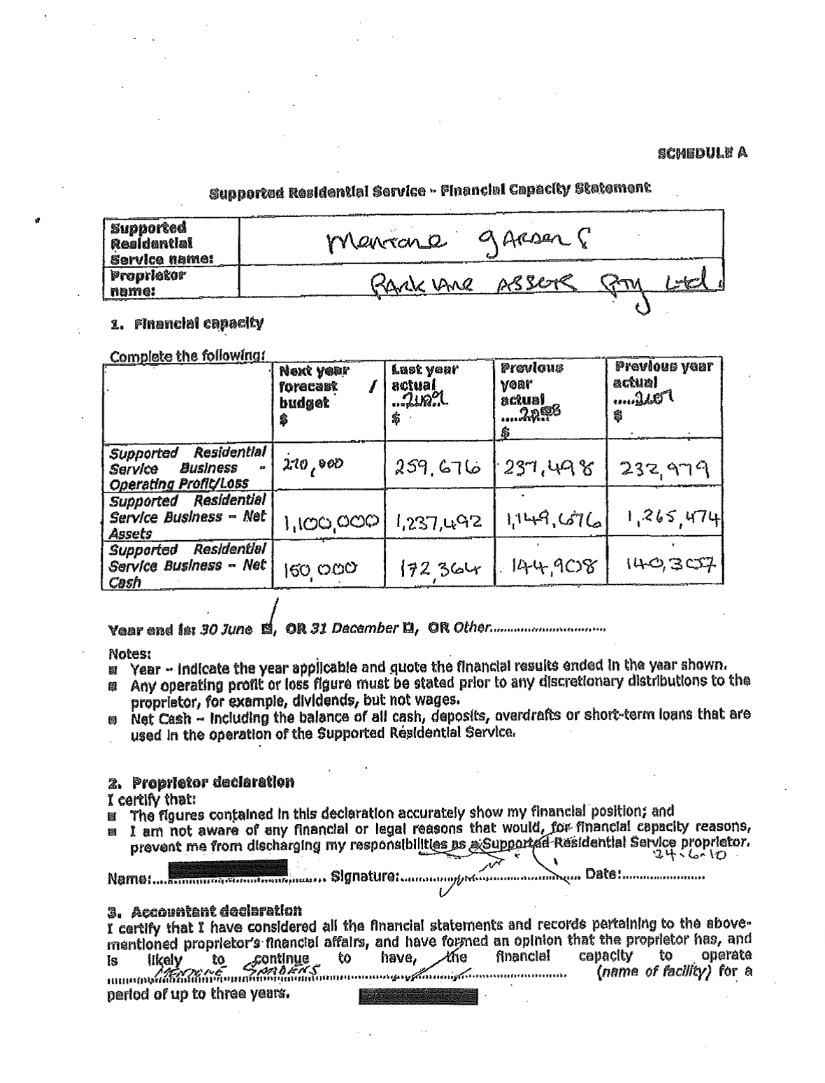Example of a template form dated 24.6.2010.