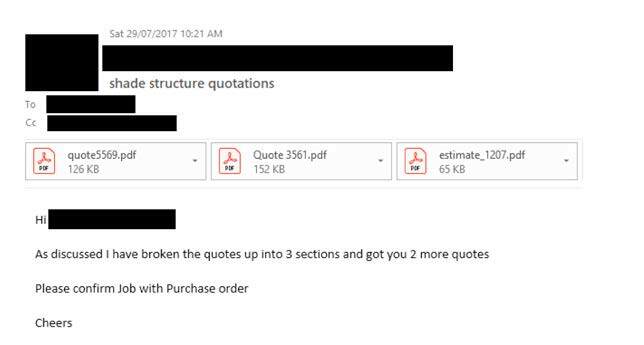 Figure 15: Email from Company A to the Principal, 29 July 2017