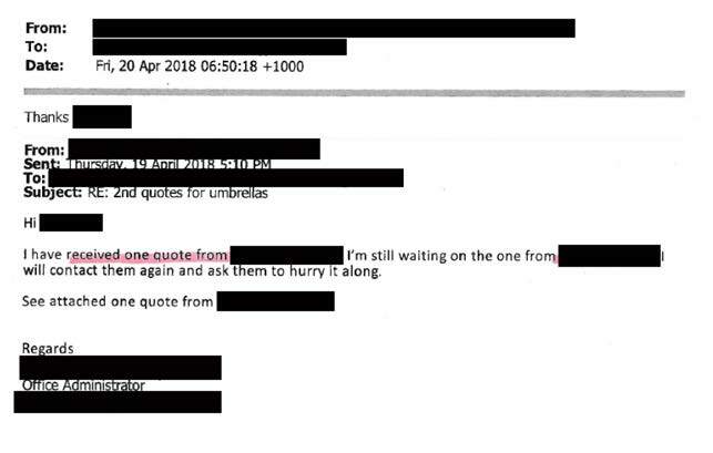 Figure 16: Emails between the Principal and Company A, 19 April 2018